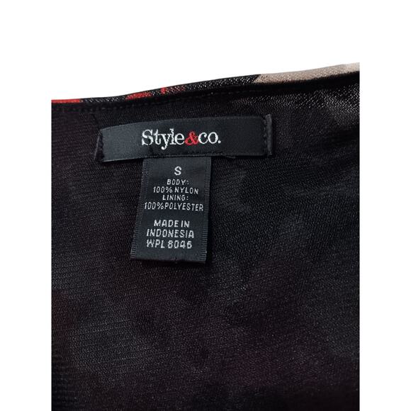 Y2K Top Blouse S Pleats‎ Artsy Coquette Vamp Abstract Floral Career Office Event - Picture 6 of 9